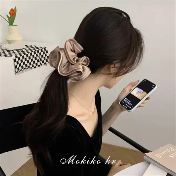 Korean Fashion Big Size Scrunchie Ruffle Elastic Hair Bands Girls Updo Headwear Elegant Ribbon Hair Ties Women Hair Accessories - Image 3