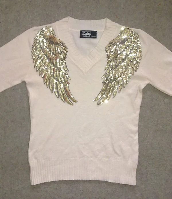 1 Pair Fashion Large Sequins Wing Patch for Clothing Applique for Jeans DIY Accessories Cute Sew on Patches 35cm x 16.5cm - Image 3