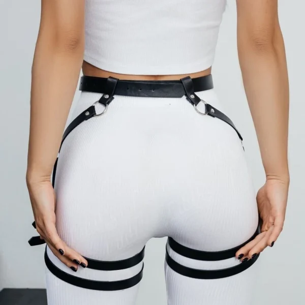 Studded Decor Harness Belt Sexy Leg Harness Suspenders Pu Leather Thigh Garter Harness for Women Harness Clothing Accessories - Image 6