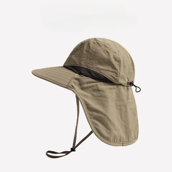 Unisex Summer Wide Brim Waterproof and Quick-drying Panama Caps Outdoor Visor Bucket Hats Mesh Breathable Sun Hat with Neck Flap - Image 2