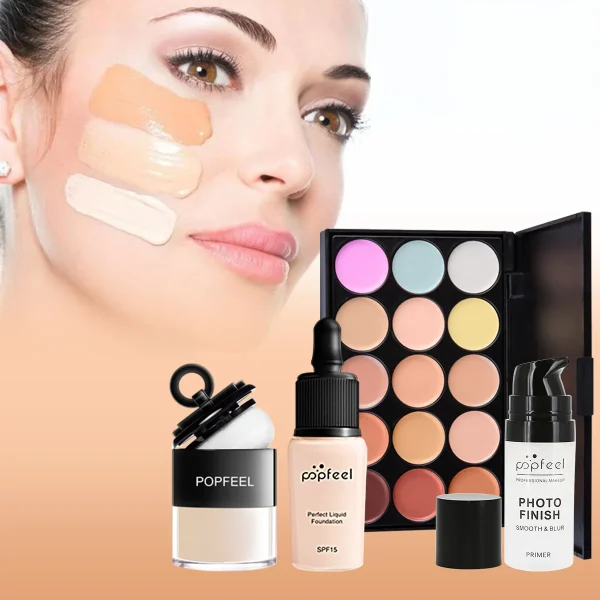 POPFEEL All-in-One Makeup Kit Gift Set with Eyeshadow Palette Foundation Lip Gloss Blush Brushes Eyeliner and More Beauty Gifts - Image 3