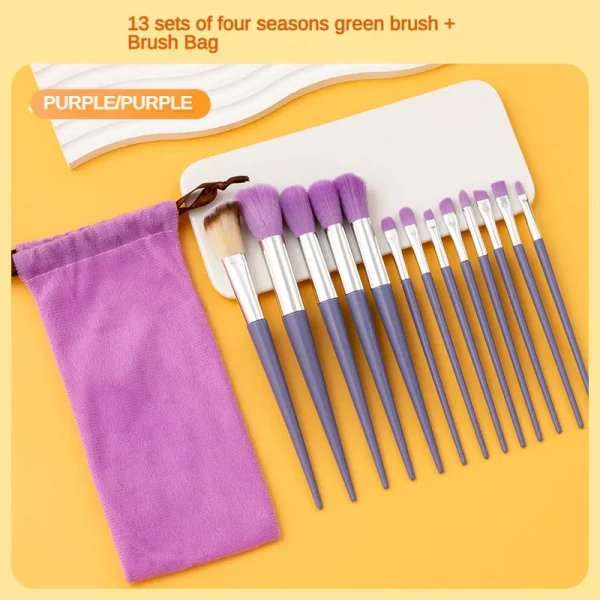 13purpleflower holly leaf makeup brush suit soft hair face powder highlight blush brush eye shadow brush full set of beauty tool - Image 2