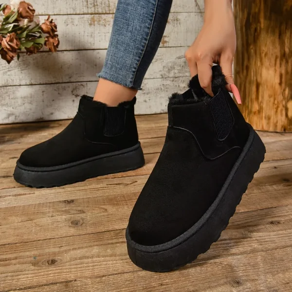 2024 Winter Women Short Plush Warm Snow Boots Casual Shoes  New Suede Fur Chelsea Ankle Boots Flats Platform Ladies Shoes Botas - Image 5