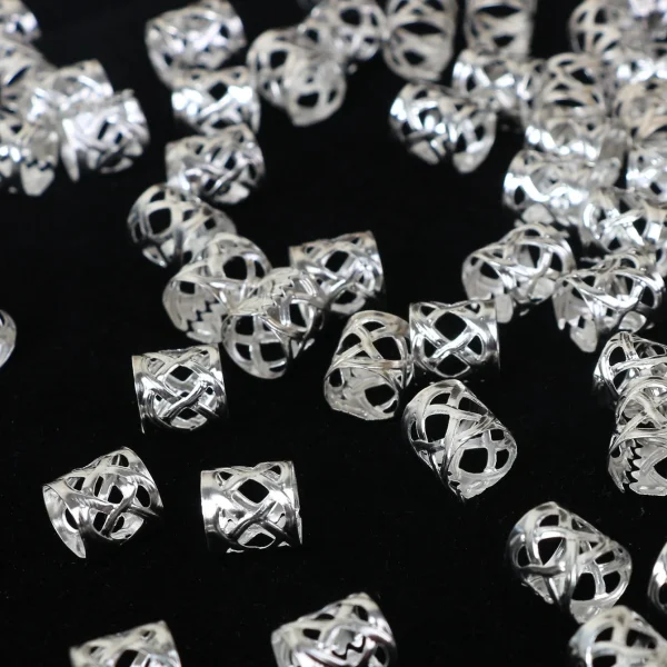 60pcs metal hollow Out Hair Ring Beads Hair Braid Rings Clips Dread Locks Hair Braiding Metal Cuffs Accessories/Decoration - Image 3