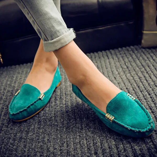 Round Toe Flat Heeled Shallow Mouthed Shoes Metal Buckle Flat Soled Women Shoes Student Beanie Shoes Casual Shoes - Image 4