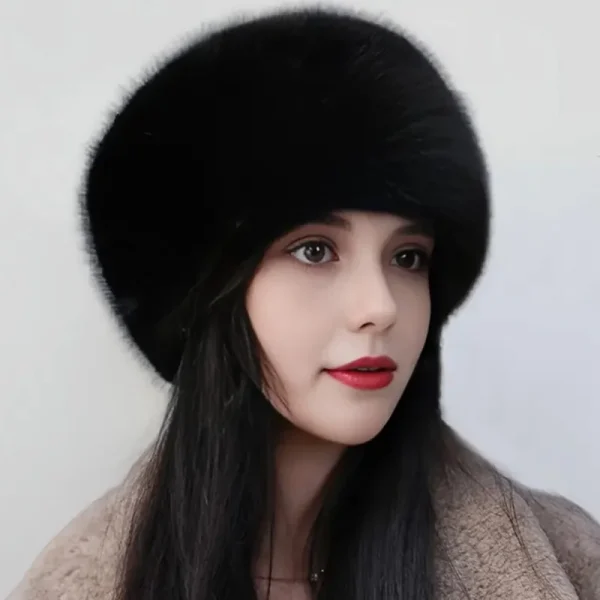 1pc Winter Warm Imitation Fur Plush Hats Ear Protection Thick Women's Fashion Bucket Hat For Skiing Faux Fox Fur Mongolian Hat - Image 3