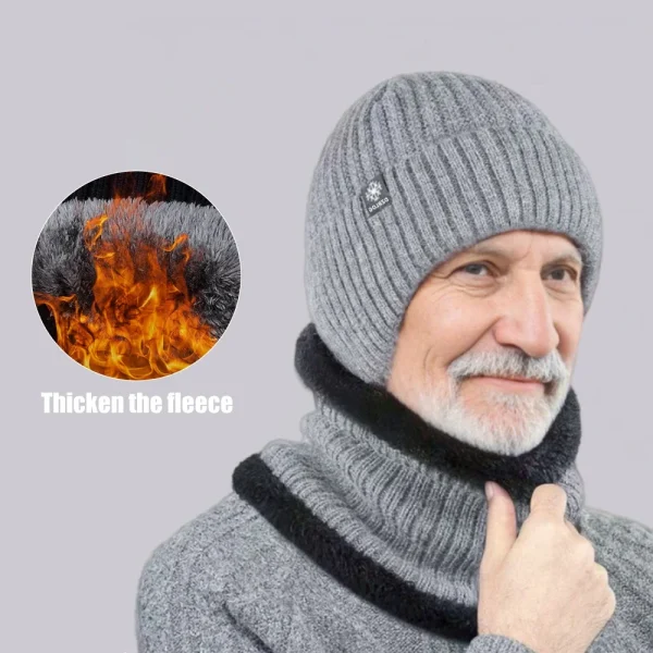 Outdoor Men Winter Knitted Hat Plush Warmth Peaked Cap Earmuff Casual Fashion Faux Fur Lined Bomber Hats Cycling Ear Protection - Image 3