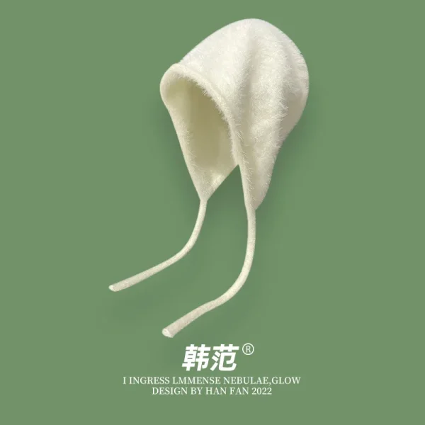 Y2K Cute Beanie Autumn Winter Women Warm Japanese Knit Hat Pile Caps Men Ear Protection Tie Pullover Hat Gorro Bonnet - Image 4