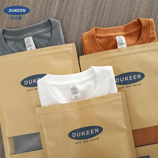 Dukeen 280gsm Oversized Heavy T-Shirt for Men Summer Short Sleeve Tee Cotton Solid Color Top Casual T Shirts One Piece - Image 2