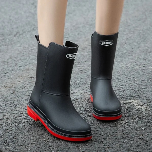 Women's Mid-Calf Rain Boots 2023 New Rubber Shoes Winter Rain Boots Cotton-Padded Warm-Keeping Waterproof Women's Non-Slip Shoes