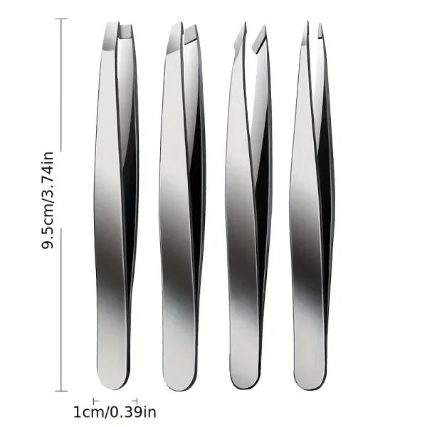 Ouriner Eyebrow Tweezers Set 4 Pcs Stainless Steel Eyebrow Forceps Professional Beauty Tool Set For Facial Hair Inward Growing - Image 5