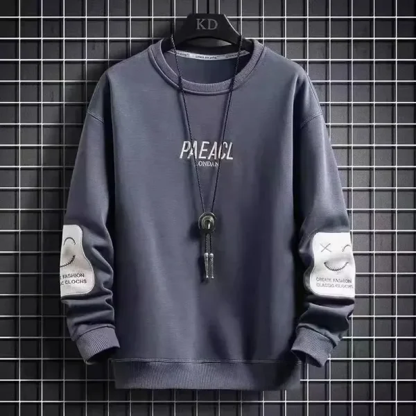 Trendy Long Sleeve T-Shirt for Boys Comfortable Round Neck Sweatshirt High School Students Top Cool Clothing for Spring and Autu - Image 2