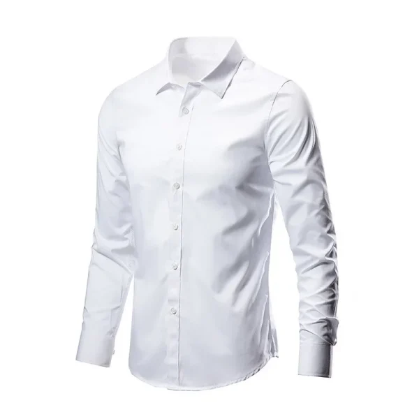 Men's Long Sleeve White Shirt Casual Business Formal Slim Fit Korean Style Professional Work Shirt Wrinkle-free Ironing - Image 5