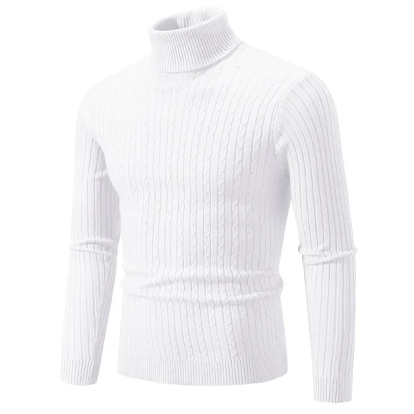New Men's High Neck Sweater Solid Color Pullover Knitted Warm Casual Turtleneck Sweatwear Woolen Mens Winter Outdoor Tops - Image 4