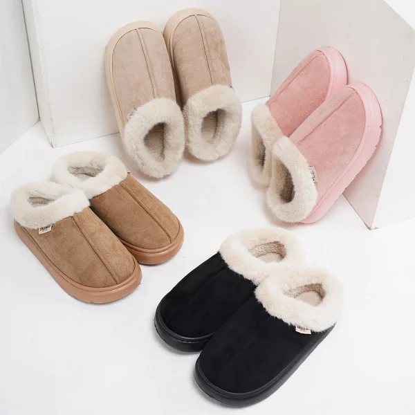 Kidmi Winter Women Shoes Casual House Shoes For Men 2024 Outdoor Warm Cotton Shoes For Women Indoor Plush Padded Slippers Female - Image 4