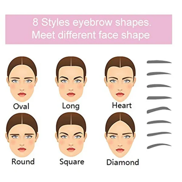 8 In 1 Reusable Eyebrow Stencil Beauty Makeup Brow Stamp Template Eyebrows Shape Set Eye Brow Makeup Tools and Accessories - Image 6
