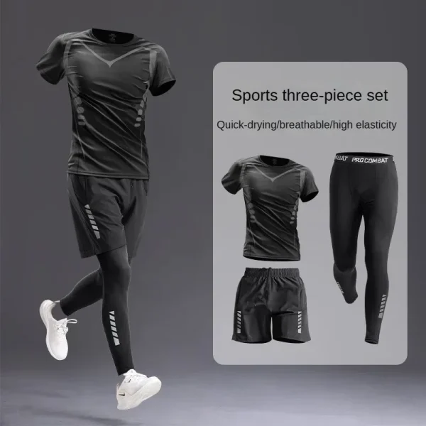 All-Season Men's Sportswear Set/Suit - Tracksuit for Running， Cycling, Fitness & Hiking，gym clothing men， jogging， boxing，5 pcs - Image 3