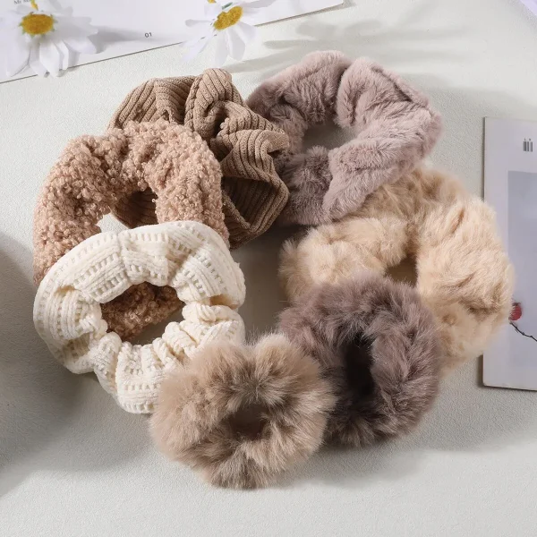 7 Pcs/Set Women Hair Scrunchies Set Plush Solid Hair Band for Girls Ponytail Holder Rubber Bands Hair Ties Hair Accessories - Image 4