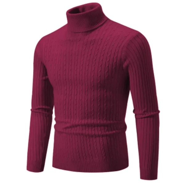 New Men's High Neck Sweater Solid Color Pullover Knitted Warm Casual Turtleneck Sweatwear Woolen Mens Winter Outdoor Tops - Image 5