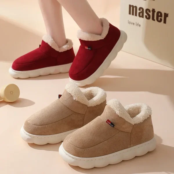 Kidmi Winter Women Shoes Casual House Shoes For Men 2024 Outdoor Warm Cotton Shoes For Women Indoor Plush Padded Slippers Female - Image 6