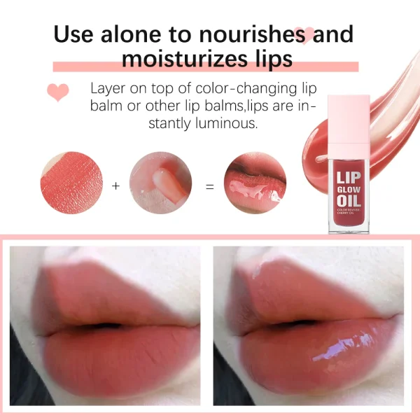 8.3ml Moisturizing and Volumizing Lip Gloss Oil, Hydrating Lip Glow Oil, Lip Care Beauty Product, Tinted Lip Oil #020 Mahogany - Image 4