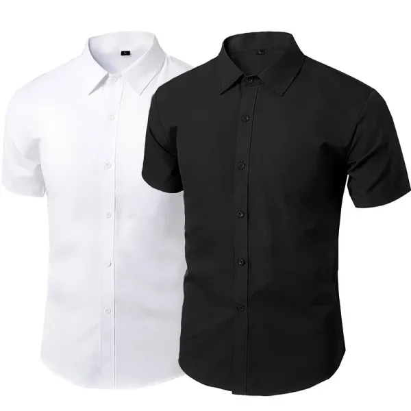 Men's Long Sleeve White Shirt Casual Business Formal Slim Fit Korean Style Professional Work Shirt Wrinkle-free Ironing - Image 3