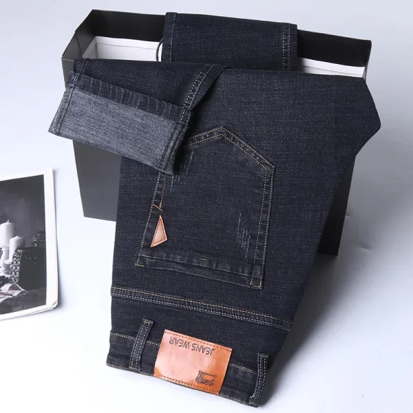 Men Fashion Straight Jeans Men 2024 New Stretch Slim Fit Pants Comfortable Soft Business Denim Trousers Male Brand Clothing - Image 3