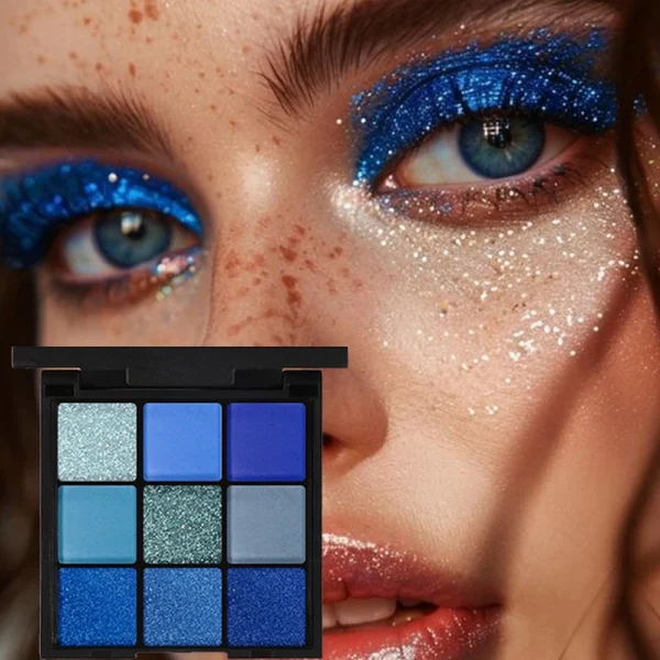 9-Grid Red Eyeshadow Palette Purple Glitter Pearlescent Matte Eye Shadow Shimmer Makeup Long Lasting Women Beauty Eye Cosmetics - Image 4