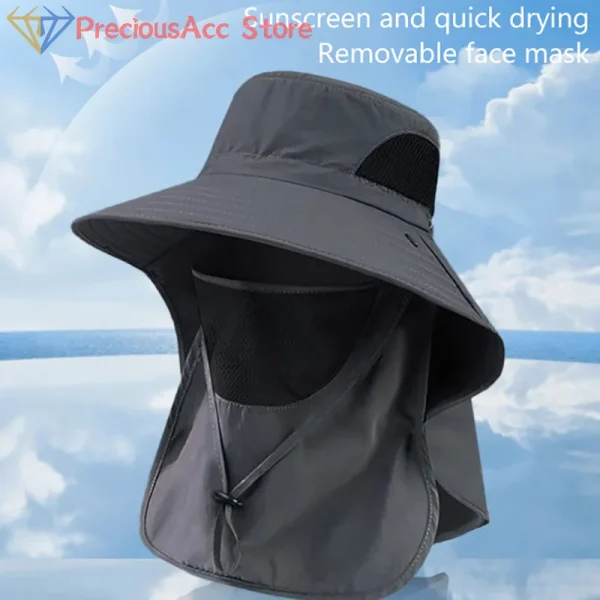 Summer Sun Hats UV Protection Outdoor Hunting Fishing Cap For Men Women Hiking Camping Visor Bucket Hat Neck Flap Fisherman Hat - Image 3