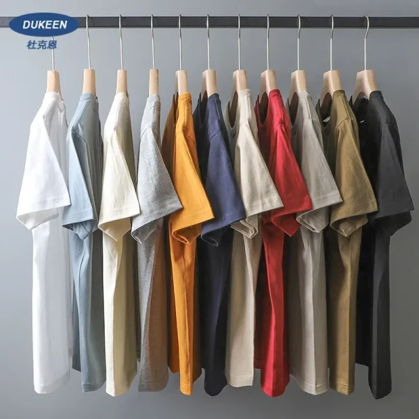 Dukeen 280gsm Oversized Heavy T-Shirt for Men Summer Short Sleeve Tee Cotton Solid Color Top Casual T Shirts One Piece - Image 5