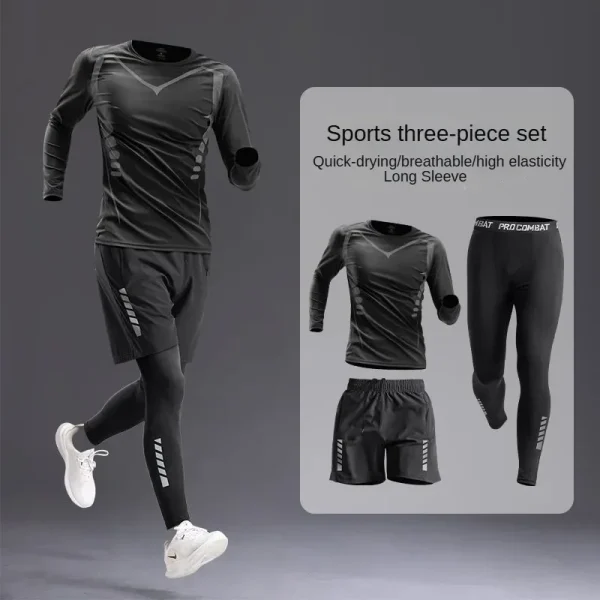 All-Season Men's Sportswear Set/Suit - Tracksuit for Running， Cycling, Fitness & Hiking，gym clothing men， jogging， boxing，5 pcs - Image 5