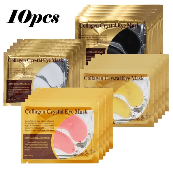 10pcs Gold Powder Eye Mask Crystal Collagen  Anti-Aging Dark Circles Acne Beauty Patches For Eye Skin Care Korean Cosmetics