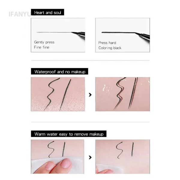 Ultra Fine Black Liquid Eyeliner Waterproof Lasting Silky Matte Quick-dry Eye Liner Non Fading 1/2pcs Lasting Eyes Beauty Makeup - Image 4