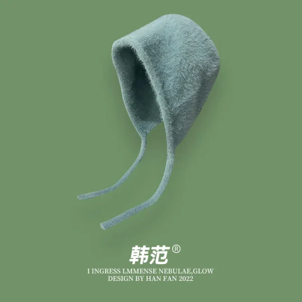Y2K Cute Beanie Autumn Winter Women Warm Japanese Knit Hat Pile Caps Men Ear Protection Tie Pullover Hat Gorro Bonnet - Image 6