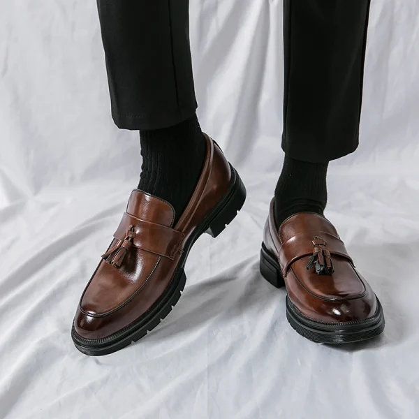 Men's High Quality Leather Slip-on Formal Oxfords Footwear Loafers Driving Party Dating Business Work Shoes Tassel Loafers - Image 3