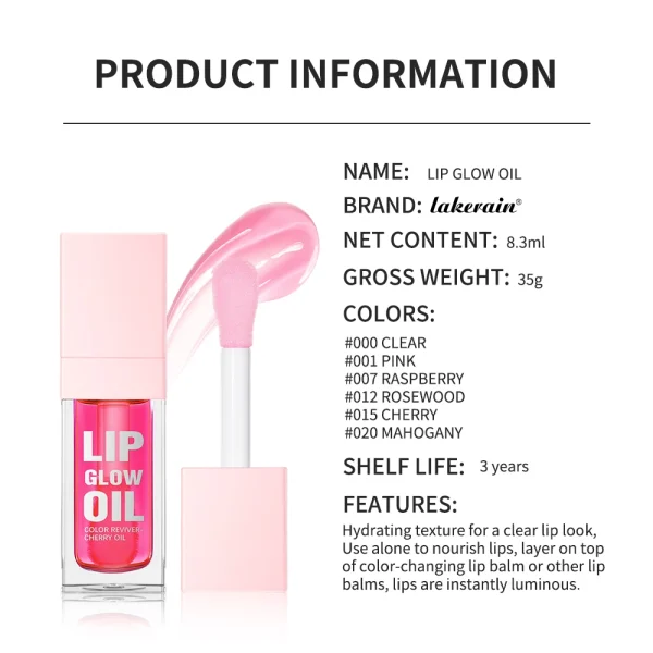 8.3ml Moisturizing and Volumizing Lip Gloss Oil, Hydrating Lip Glow Oil, Lip Care Beauty Product, Tinted Lip Oil #020 Mahogany - Image 6
