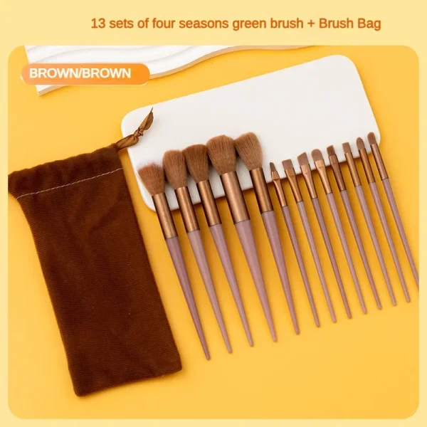 13purpleflower holly leaf makeup brush suit soft hair face powder highlight blush brush eye shadow brush full set of beauty tool - Image 4