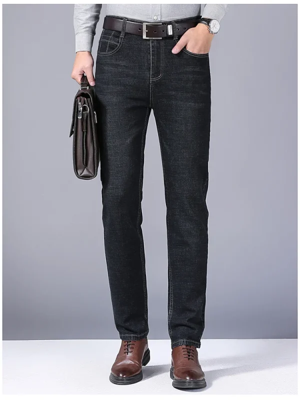 Men Fashion Straight Jeans Men 2024 New Stretch Slim Fit Pants Comfortable Soft Business Denim Trousers Male Brand Clothing - Image 4