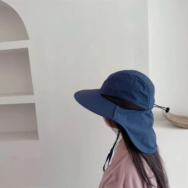 Unisex Summer Wide Brim Waterproof and Quick-drying Panama Caps Outdoor Visor Bucket Hats Mesh Breathable Sun Hat with Neck Flap - Image 6
