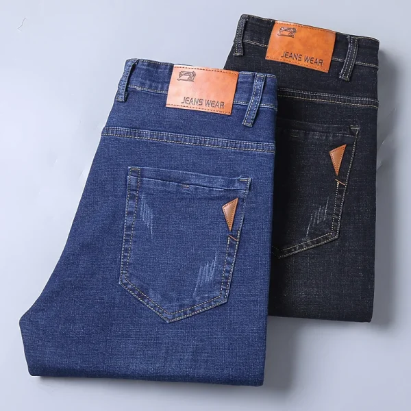 Men Fashion Straight Jeans Men 2024 New Stretch Slim Fit Pants Comfortable Soft Business Denim Trousers Male Brand Clothing - Image 6