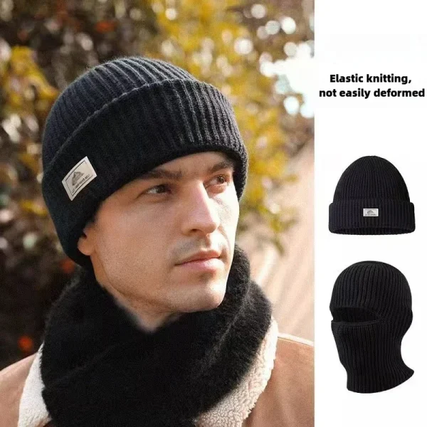 Winter 2 in1 Mask Beanies Hats Warm Knitted Balaclava Hats Windproof Solid Full Face Ski Bonnet Tactical Cycling Earmuffs Cap - Image 6