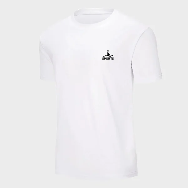 New Summer Men's Sports T-Shirt Solid Color Sports Print Fitness Exercise Jogging Ultra-Thin Breathable Quick Dry Waffle Tees - Image 4