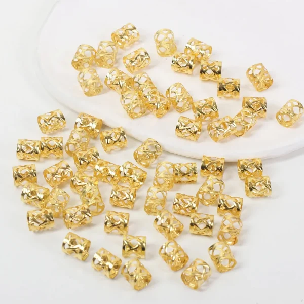 60pcs metal hollow Out Hair Ring Beads Hair Braid Rings Clips Dread Locks Hair Braiding Metal Cuffs Accessories/Decoration - Image 5