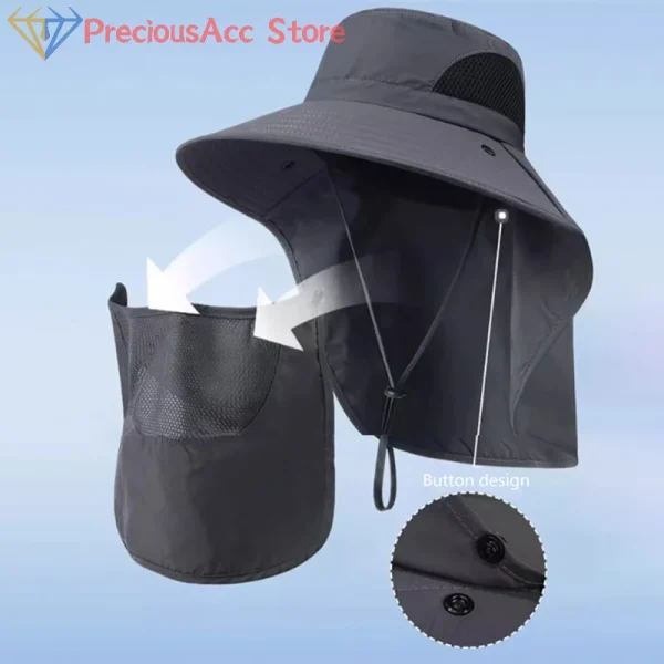 Summer Sun Hats UV Protection Outdoor Hunting Fishing Cap For Men Women Hiking Camping Visor Bucket Hat Neck Flap Fisherman Hat - Image 4