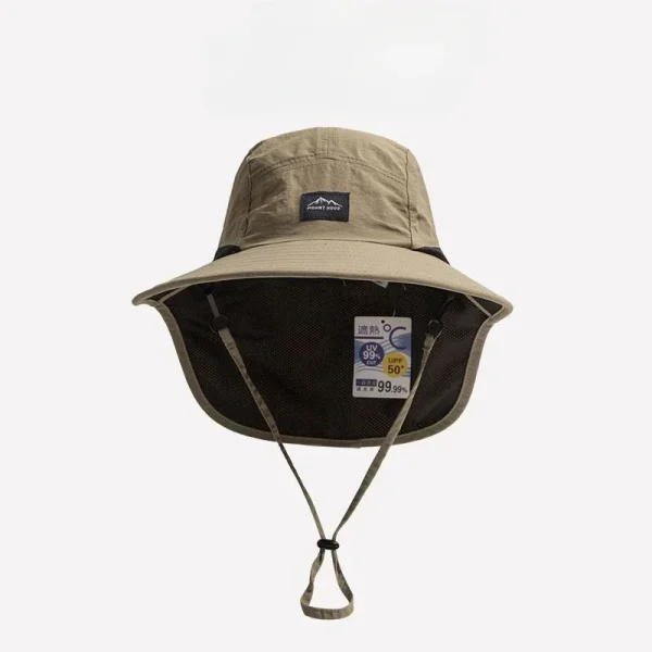 Unisex Summer Wide Brim Waterproof and Quick-drying Panama Caps Outdoor Visor Bucket Hats Mesh Breathable Sun Hat with Neck Flap - Image 3