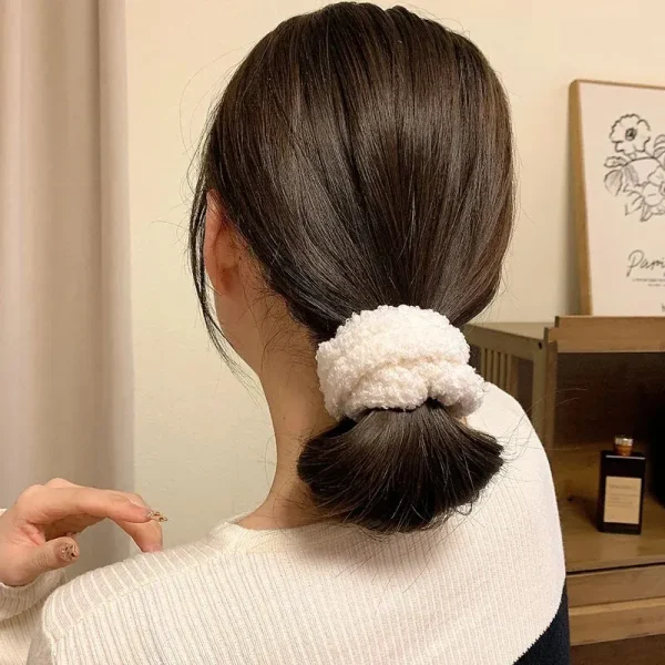 7 Pcs/Set Women Hair Scrunchies Set Plush Solid Hair Band for Girls Ponytail Holder Rubber Bands Hair Ties Hair Accessories - Image 3