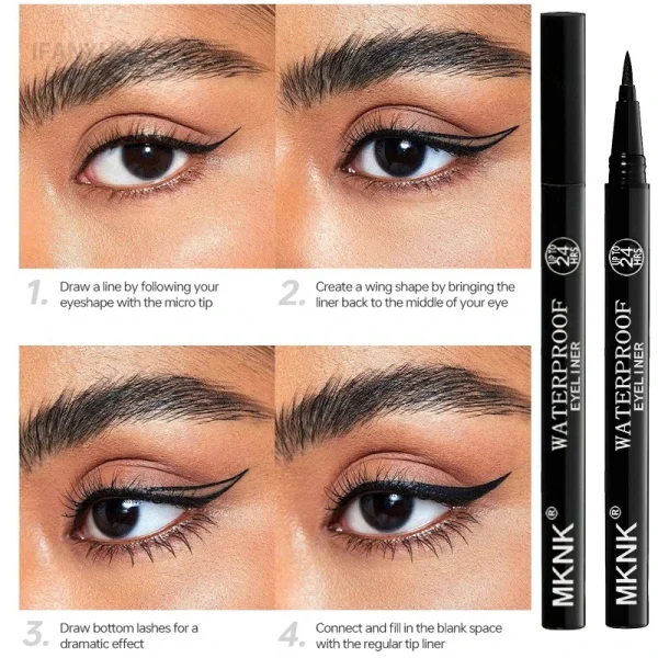 Ultra Fine Black Liquid Eyeliner Waterproof Lasting Silky Matte Quick-dry Eye Liner Non Fading 1/2pcs Lasting Eyes Beauty Makeup - Image 3