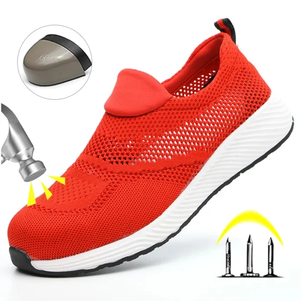 Summer Mesh Lightweight Work Sneakers Steel Toe Men Women Work Safety Shoes Breathable Construction Shoes Work Boots Footwear - Image 3